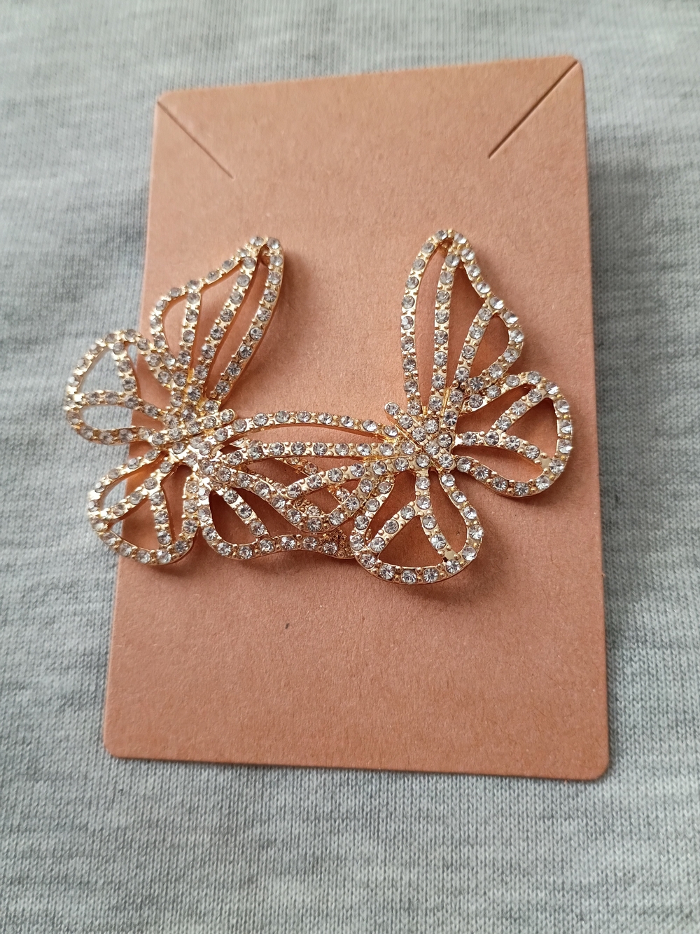 Jessica Simpson Gold Crystal Butterfly Statement Earrings.